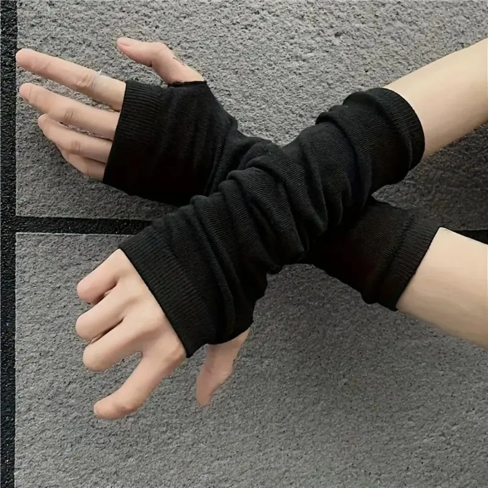 Fingerless Gloves, 1 Pair Soft Knitted Wrist Guard Gloves, Suitable for Outdoor Activities, Street Dance, Art Performances, Casual Wear, Seamless Knit Glove