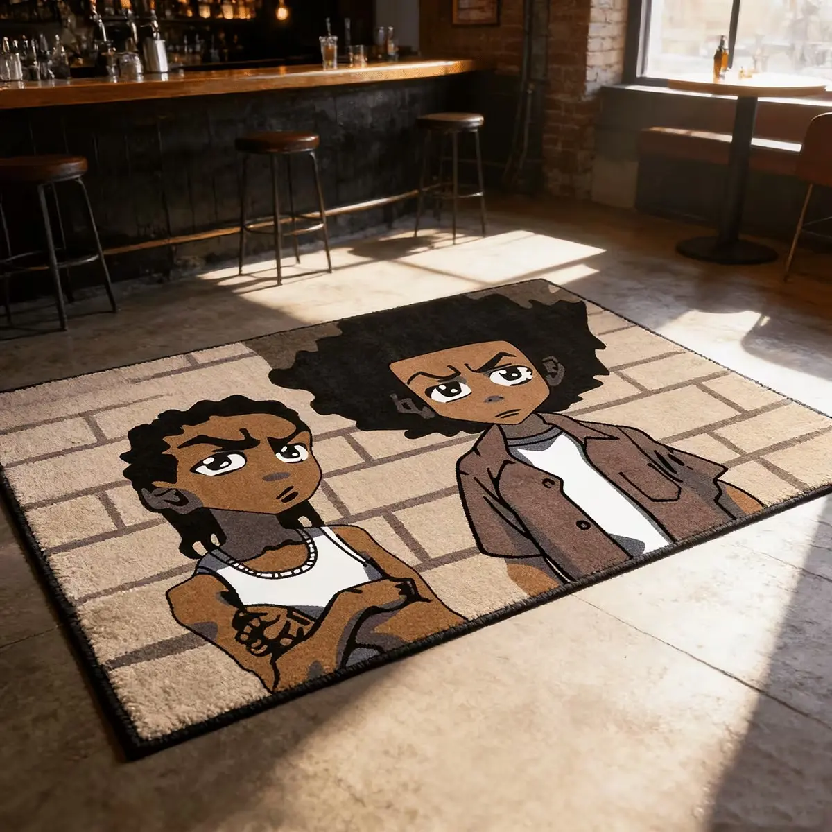 American Street Cartoon Decorative Rug, Creative Cool Living Room Mat, Trendy Artistic Bedroom Carpet, Suitable for Sofa, Coffee Table, Bathroom, Corridor, Gaming Room