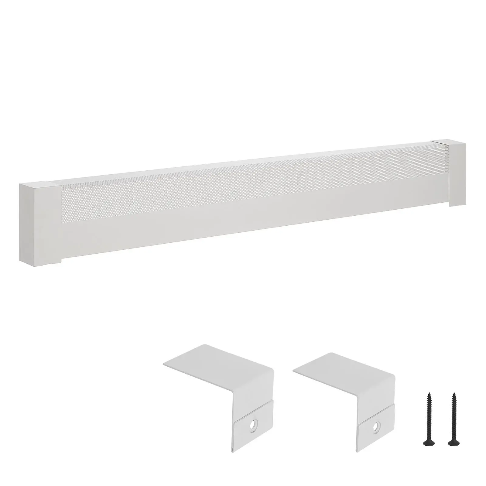 VEVOR Baseboard Heater Covers, Basic Series 5 ft Standard Electric Heating Unit Front Cover for Home Improvement, Heavy-duty Steel, Easy Installation for Bedroom Replacing Old Cover, White