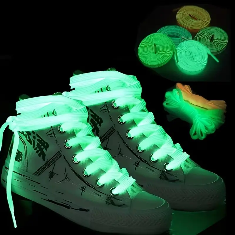 39.37in Night Glow Shoelaces, Unisex Reflective Laces for Sports Shoes, Dark Light Emitting Shoe Strings, Durable & Stylish Design