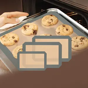 Silicone Baking Mat, 3 Pack Reusable Baking Mat, Non-Stick, Food Safe Silicone Mats for Baking, Oven Baking Sheet for Making Cookies, Macaroons, Bread (Grey 0.4mm)