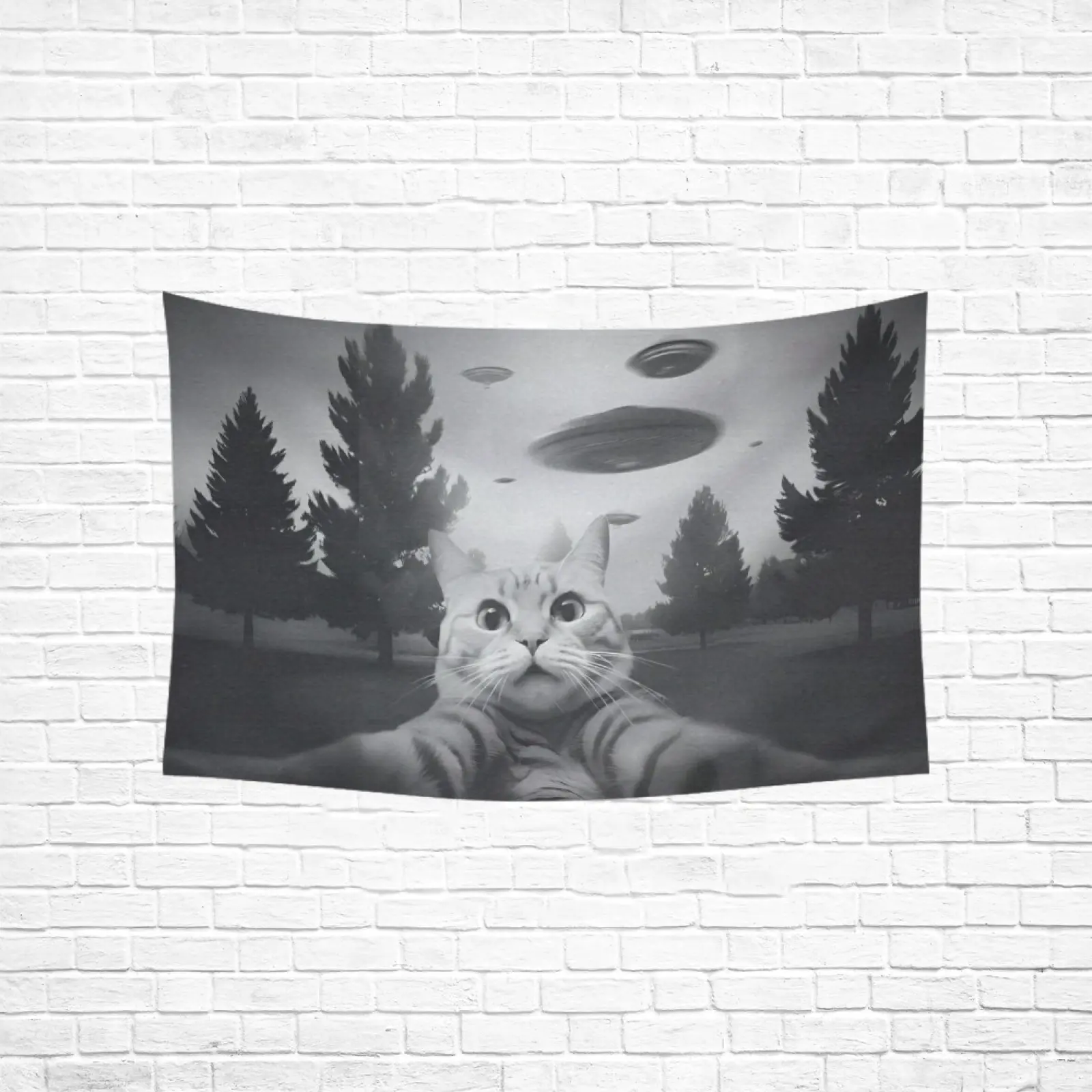 Funny Cat Tapestry  Cat Themed Decoration for Room - Polyester Funny Cats Outdoor or Indoor Flag - Animals Tapestry Decor for Classroom or Office