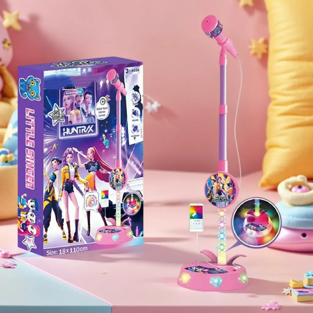 Upgraded Children's K pop Microphone toy—karaoke machine toy  with colorful lights; a role-playing and music education toy suitable for both boys and girls; girl's birthday gift Stage Led Portable Child, USB-C interface for playing songs from your phone