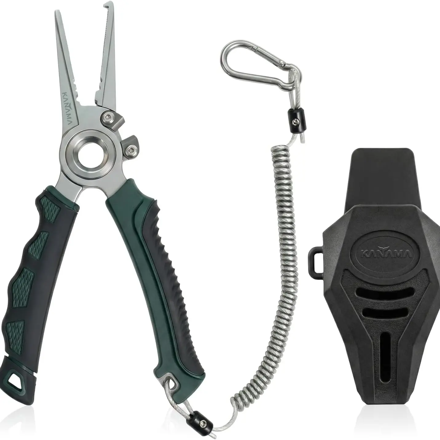 Kanama 17-4 Stainless Steel Fishing Pliers, Multifunctional Fishing Accessories, 7.5 Inch Corrosion Resistant, Ring Cutter, Hook Remover, Tungsten Blade, Non-Slip Handle, Men's Gift