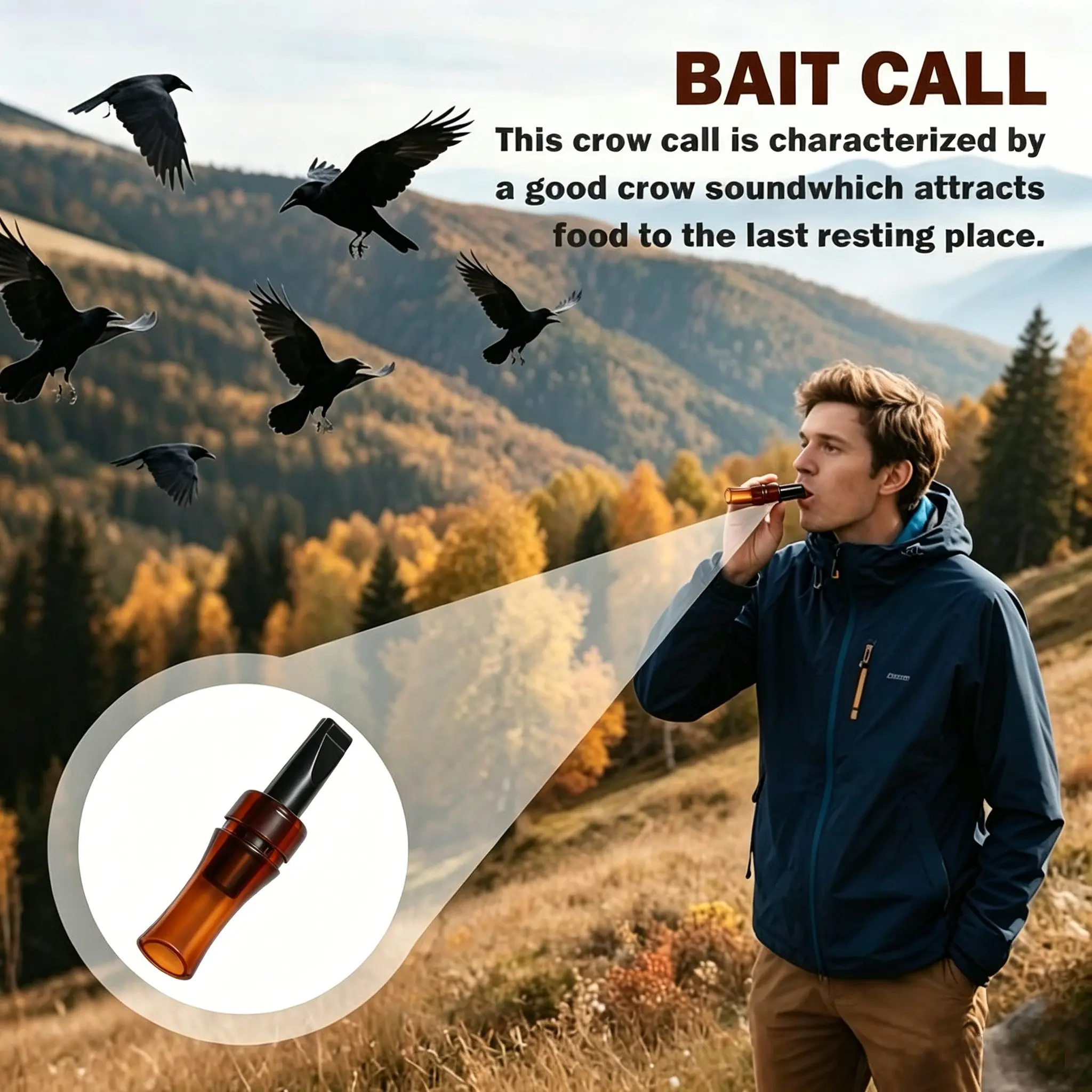 Bionic Crow Call Whistle, Portable Outdoor Bird Attracter, Universal Mimic Whistle for Birdwatchers, Beginner and Expert Use, Bird Attractor