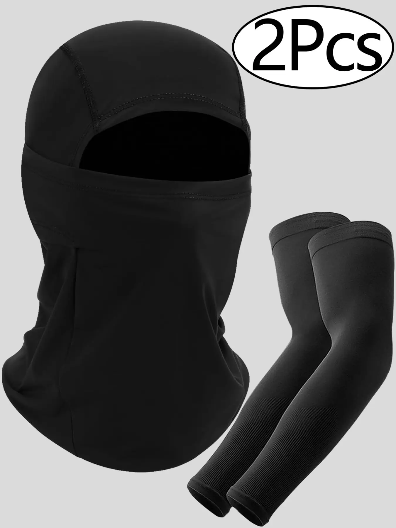 2Pcs/Set Sun Protection Balaclava Face Mask And Arm Sleeves For Men Women Youth Lightweight Breathable Ski Mask UV Protection Cooling Arm Sleeves With Thumb Hole Suitable For Cycling Fishing Outdoor Sports