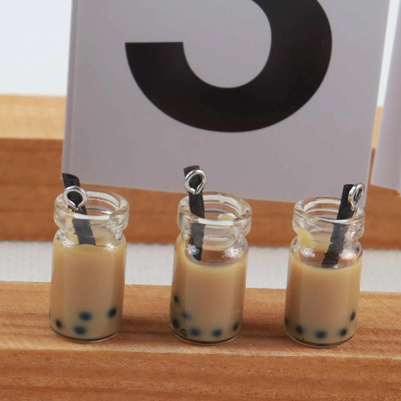 30pcs Random Mixed Milk Tea Cup Charm Beverage Pendants with Bottle Milk Tea Charms Pendants Diy Keychain Women Key Chain Gift