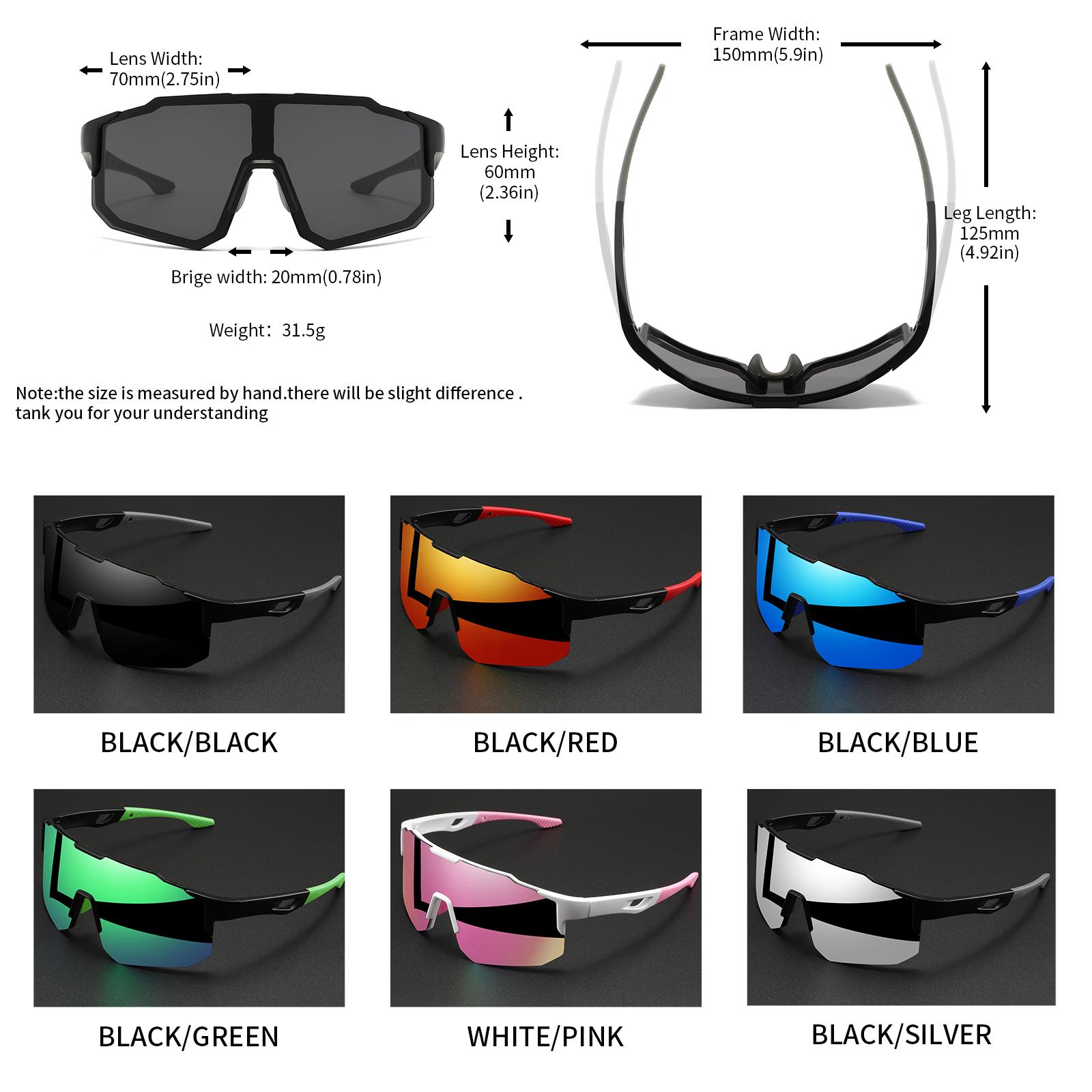 Oversized Wraparound Sports Sunglasses for Men Women, UV400 Protection Colorful Windproof Anti Glare Eyewear, Comfort Fit Unisex Shades for Cycling Hiking Running Fishing Outdoor Activities