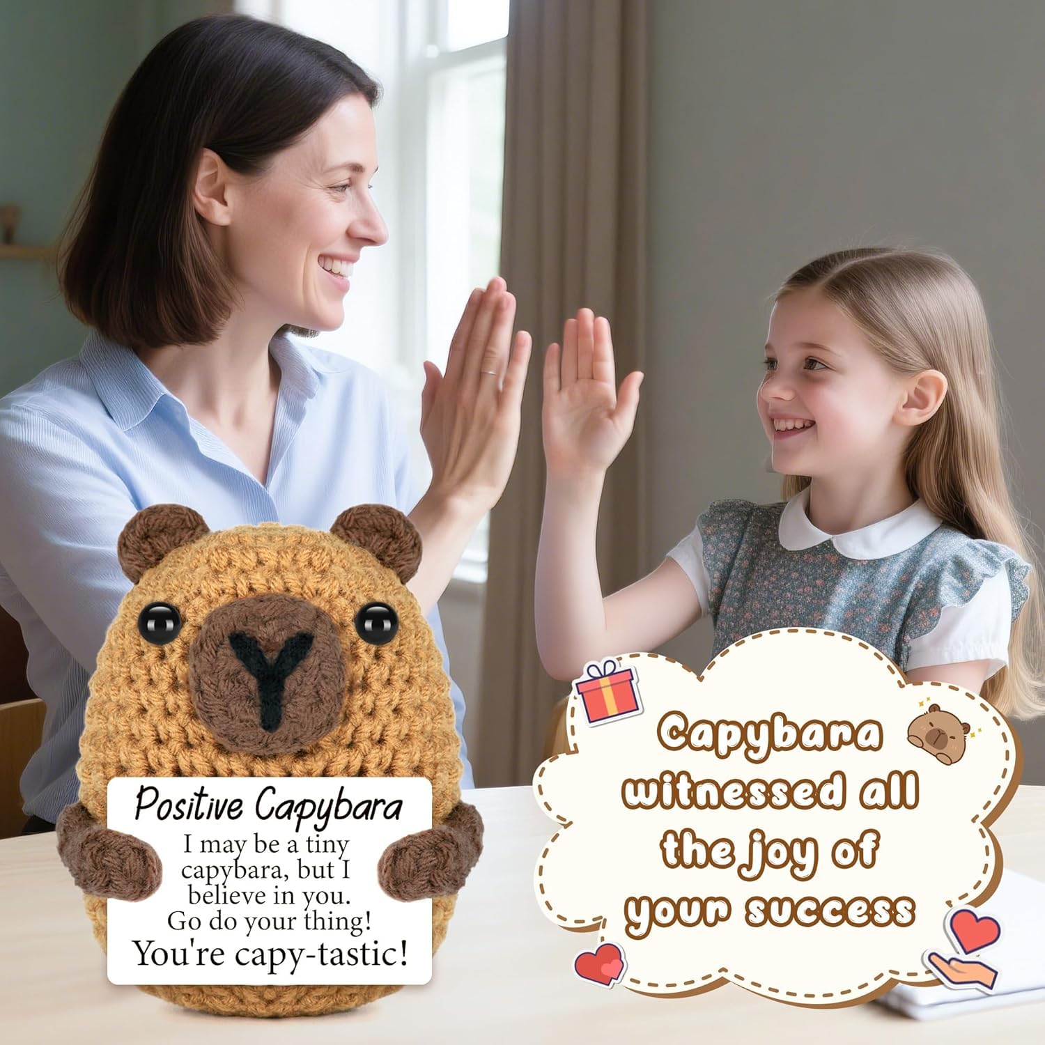 Cute Mini Hand-Knitted Capybara Plush Toy, Healing Emotional Support Doll, Soft Squeezable Stress Relief Decor, Perfect Christmas Presents, Holiday Gifts, Birthday Gifts for Women Men, Teacher Appreciation Gifts, Portable Bag Pendant, Desk Ornament, Warm