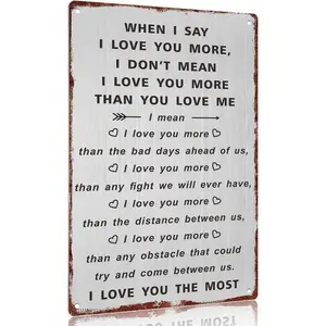 12"x8" Rustic Aluminum Love Sign - "I Love You The Most" Heartfelt Couple Quote Design - Ideal Valentine's Gift for Him/Her Room Decor Home Decoration Ceramic Plaque