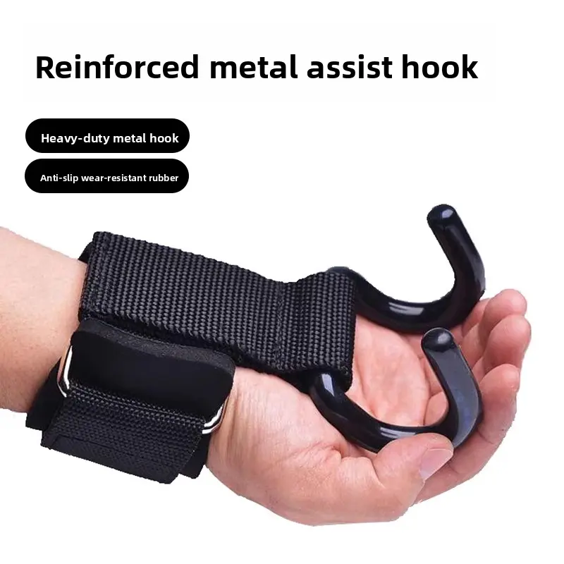 Heavy Duty Pull Up Assist Hooks Thick Padded Wrist Support Anti Slip Lifting Hooks for Deadlift Bar Gym Outdoor Fitness Training Grips