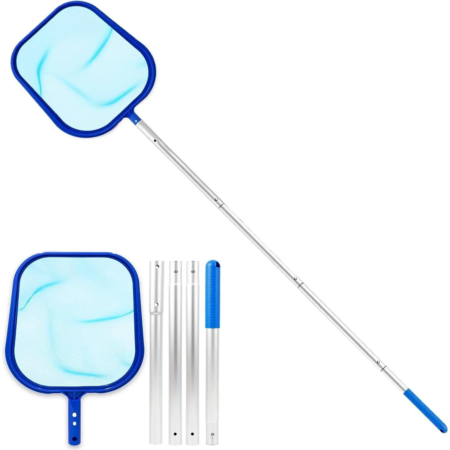 Pool Skimmer Net, Professional Swimming Pool Leaf Skimmer with Heavy Duty Frame, Fine Nylon Flat Mesh for Fast Debris Cleaning, for Above Ground & In-Ground Pools