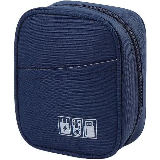 Durable Oxford Cloth Tech Organizer Pouch - Padded Safe Design, Computer & Tablet Gadget Storage Bag Compatible with MacBooks, Laptop Charger, Cables, Hub, Power Adapter, Earphone (Blue)