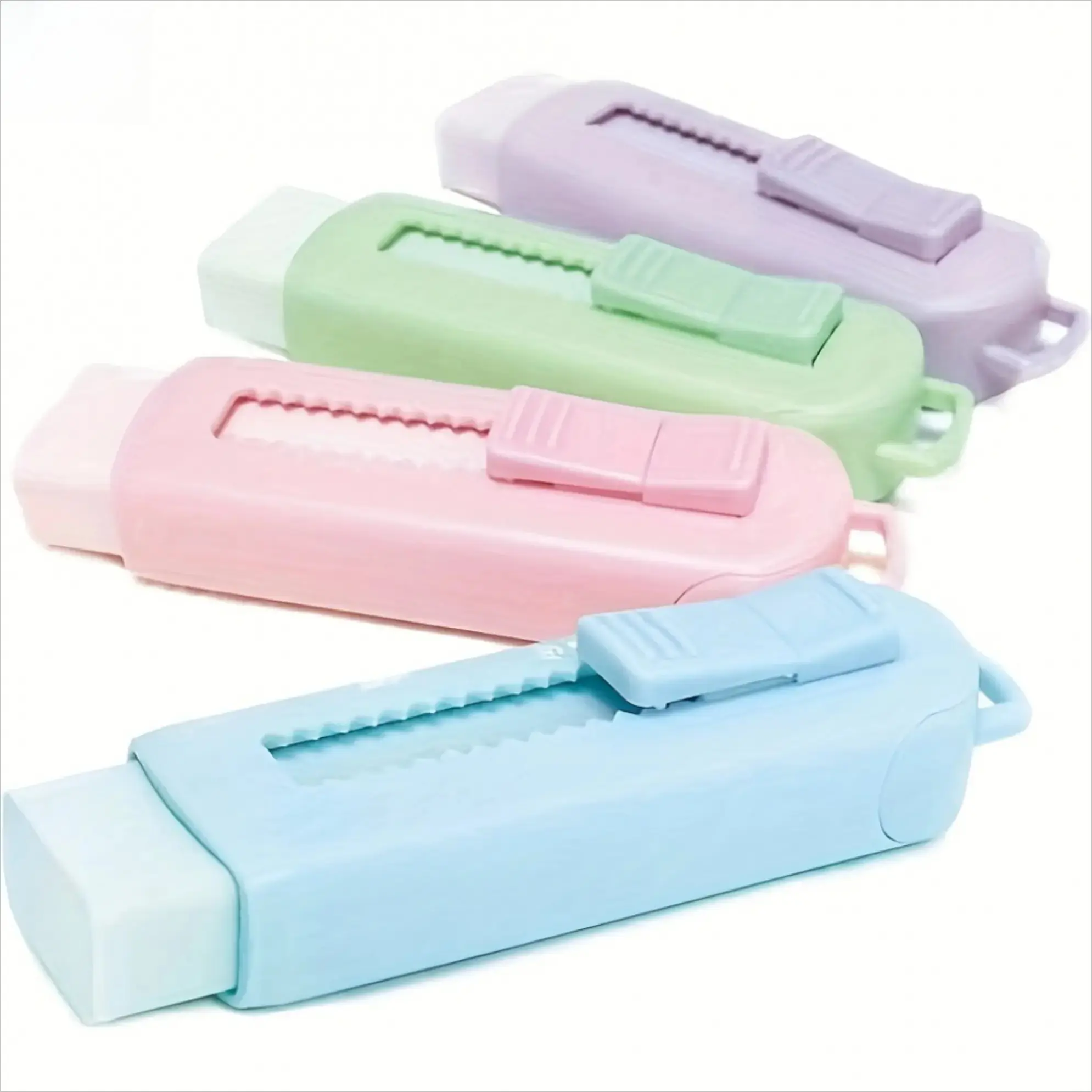 Pencil Erasers, 4-Piece Aesthetic Retractable Set in Cute Macaron Colors for Students, Push-Pull Design for Drawing & Office, Back to School Supplies, Clean Erasing, College School Supplies, Office Accessories, Fun Desk Supplies