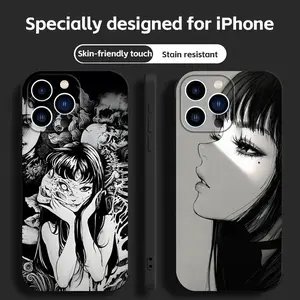 Japan Anime Tomie Kawakami Custom Smartphone Case, Shockproof Soft Black Handheld Cellphone Accessory For iPhone 17,16,16e,15,14,13,12,11 Plus Mini Pro Max