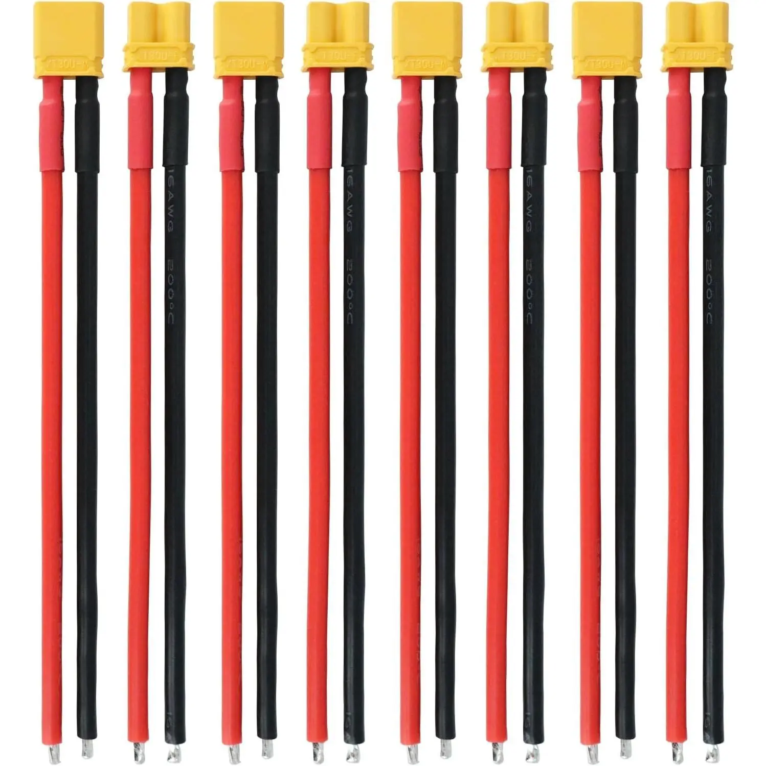Connector Plug Cable - 5 Pairs Female and Male XT30U Extension Cables with 16AWG 100mm Silicon Wire Cables for RC Lipo Battery Connectors Drone Car Boat