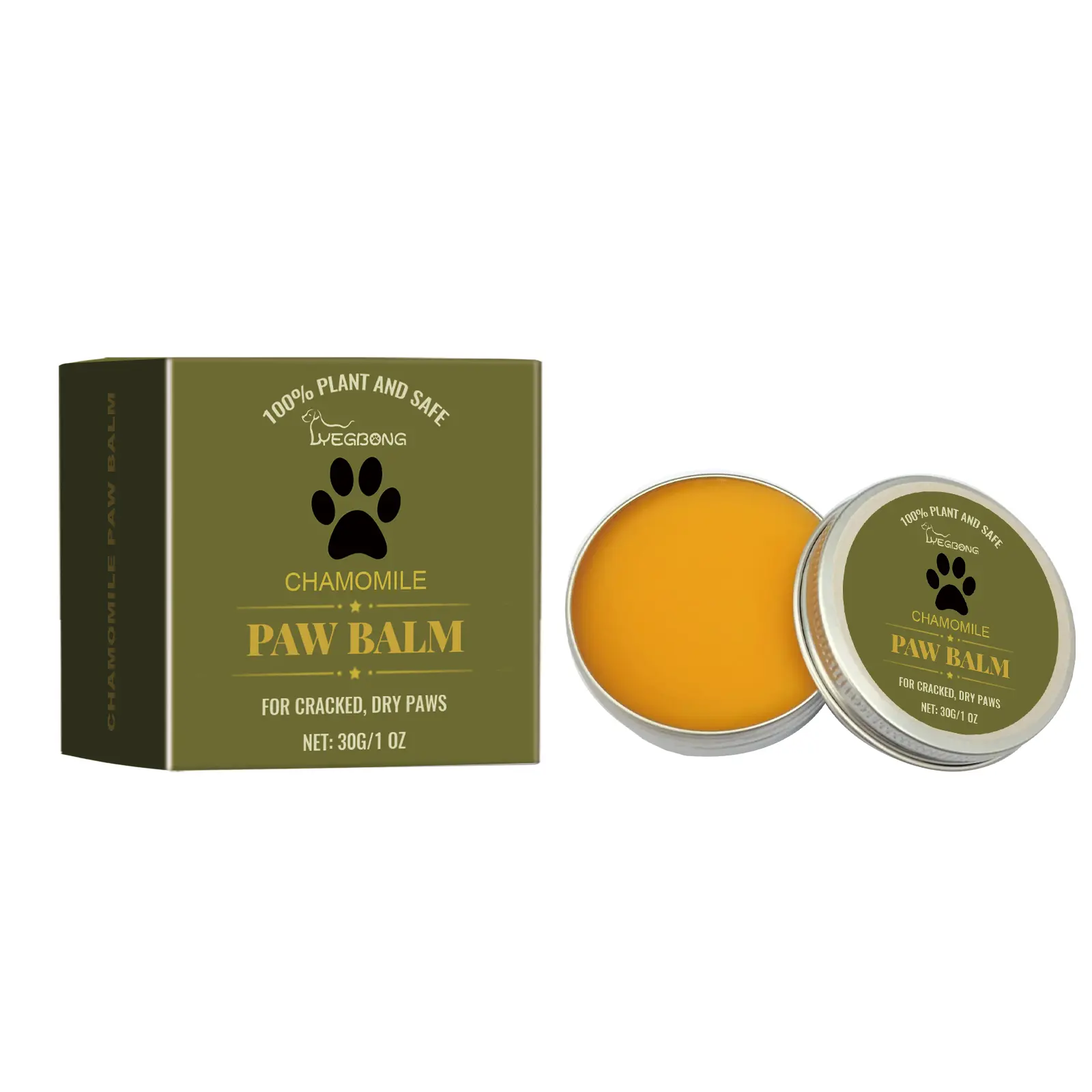 Yegbong Dog & Cat Paw Balm - Moisturizing, Nourishing, Protective Claw Care Grooming Supply for Soothing Dry, Cracked Paw Pads
