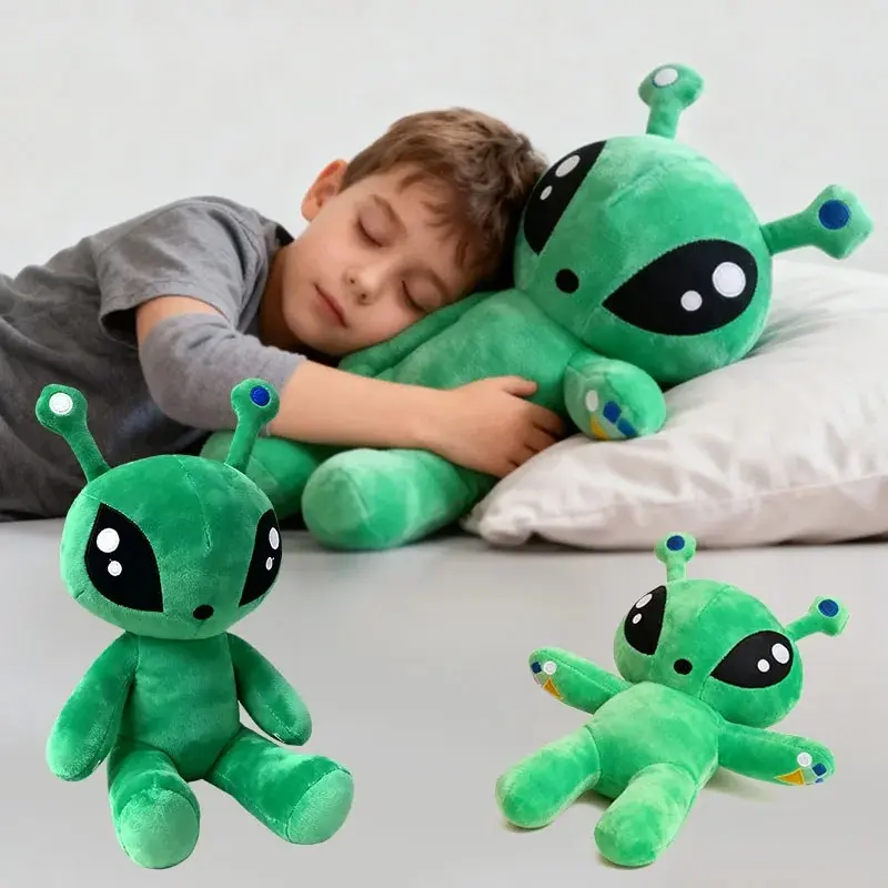 15/35CM Green Alien Kawaii Plush Toys Cute Soft Stuffed Pillow Doll Cartoon Anime Dolls for Kid Birthday Christmas Gift