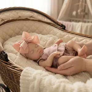 13 Inch Realistic Newborn Baby Doll All Full Silicone Hand Made Real Life Sleeping Girl Holiday Gifts With Accessories for 3+