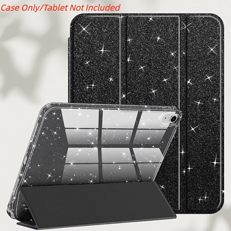iPad A16 Case 11th/10th Gen 2022, Sparkly Slim Cover with Pencil Holder, Shiny Clear Back Shell for Kids and Girls