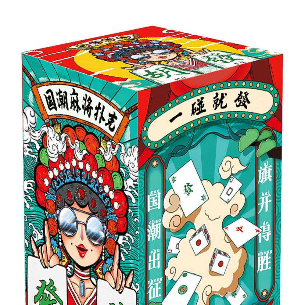 Playing Cards Board Game Family Mahjong with Dice Travel Paper Card Travel