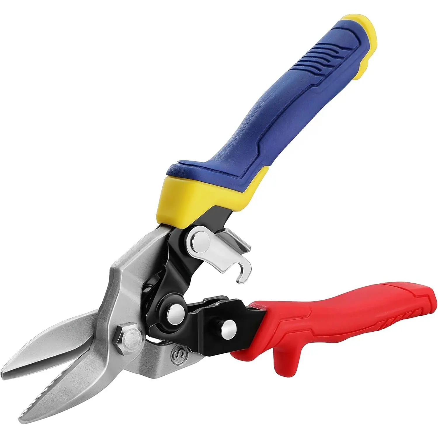 8 Inch Aviation Snips, Straight Cut, Heavy Duty Metal Cutter with Safety Latch and Non-slip Handle, Cr-V Steel Sharp Teeth, Aviation Snips  Cutting Metal Sheet