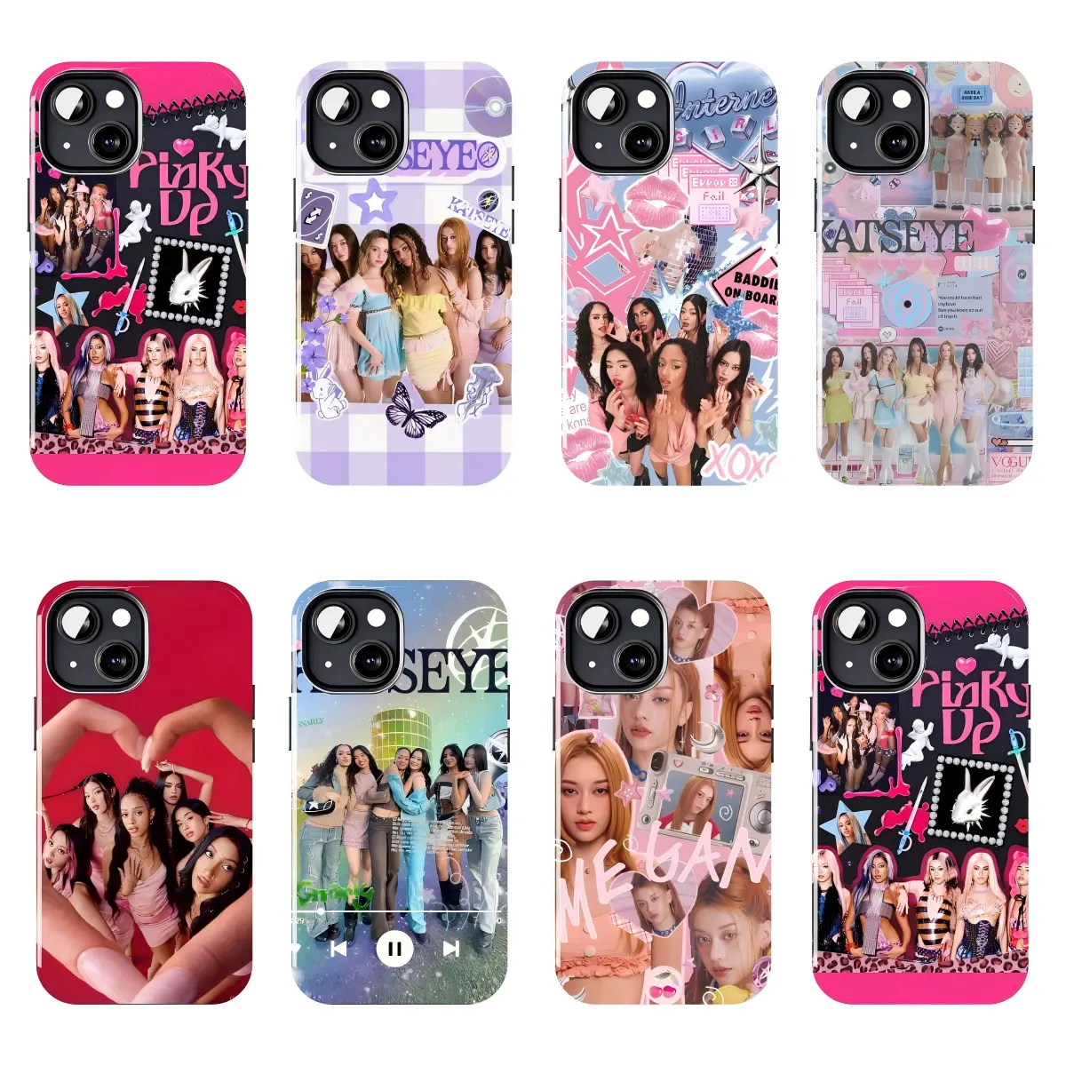 KATSEYE Phone Case K-pop Girl Group Y2K Aesthetic Collage Graphic Cute Protective Cover Compatible with iPhone 11–17 Pro Max/Plus Series and Samsung Galaxy S23–S25 Series