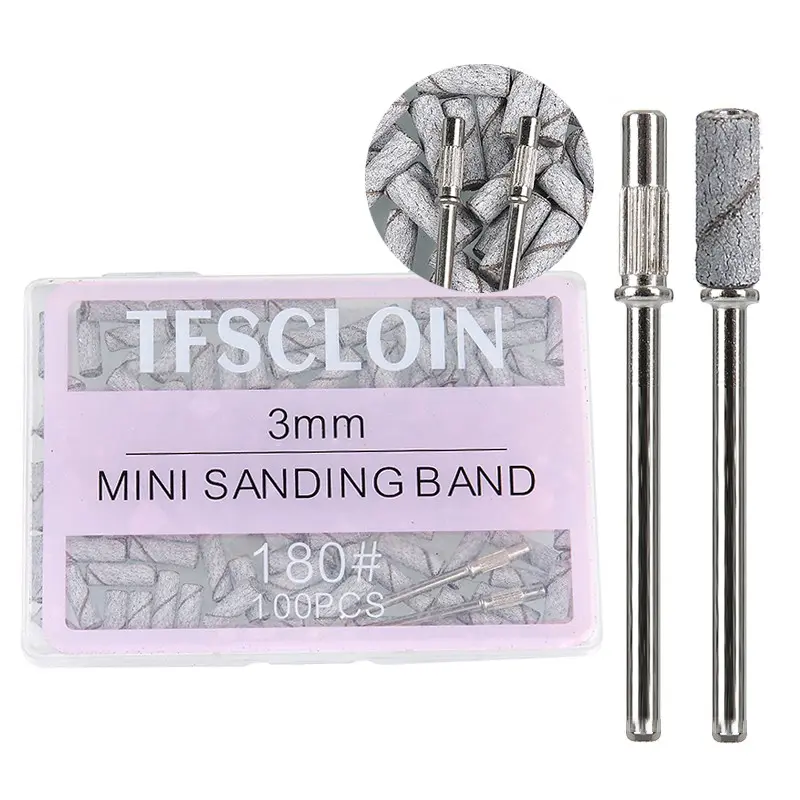 100PCS 3MM Zebra Sanding Bands Set With 2Mandrels Foot Care Polishing Manicure Nail Care Gel Polish Remover Replacement Tool 120#180#240# DIY Manicure