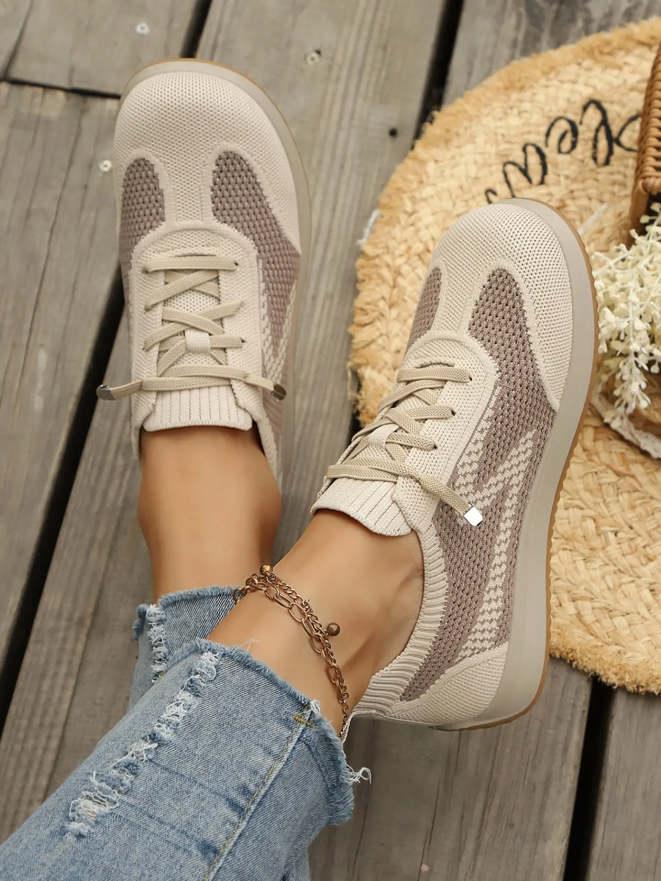 Women's All-Season Elastic Sockless Shoes, Breathable Mesh Casual Sneakers, Soft Rubber Sole, Outdoor Shopping & Commute Footwear