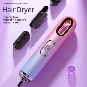 Aurora 3-in-1 Hair Dryer & Volumizer, Negative Ionic Hot Air Brush, Portable 3-Speed Straightener Curling Comb, Fast Drying Styling Tool for Home Travel