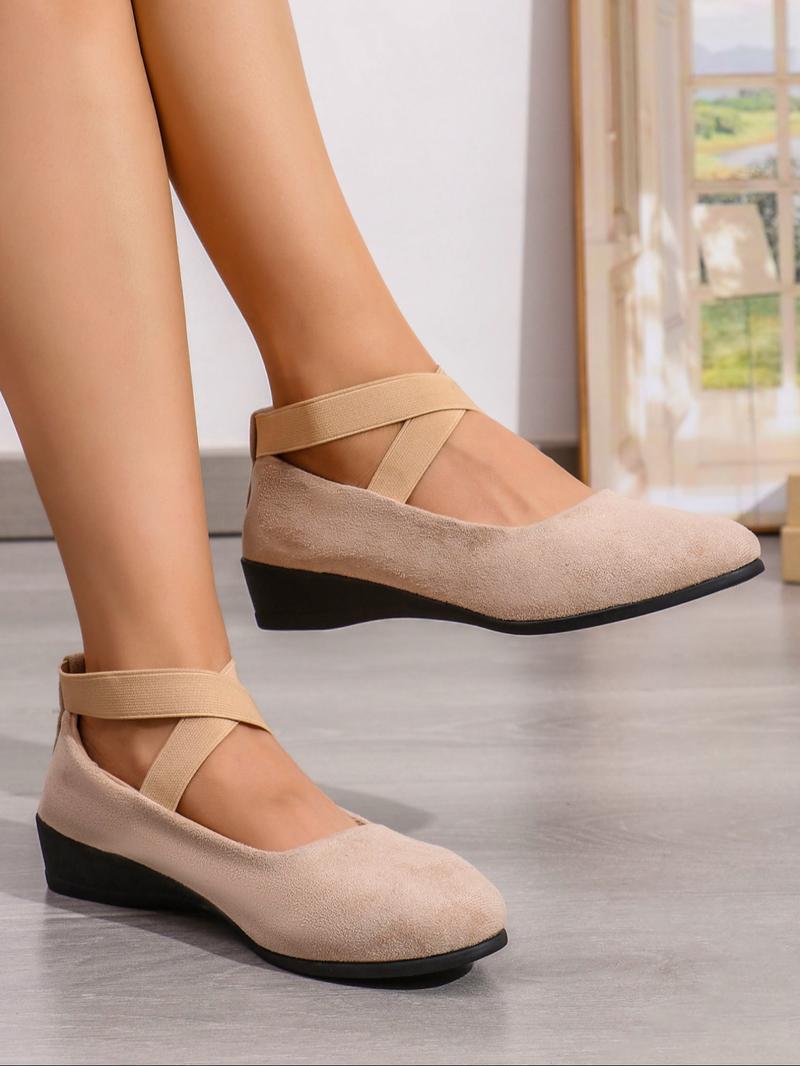 Soft Wedge Shoes for Women, Stylish Closed-Toe Design in Faux Suede, Comfort Style for Day or Night Wear