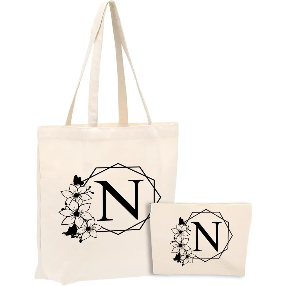 Initial Monogrammed Canvas Tote Bag Personalized for Wedding Birthday Beach Christmas  Bag Tote Bag