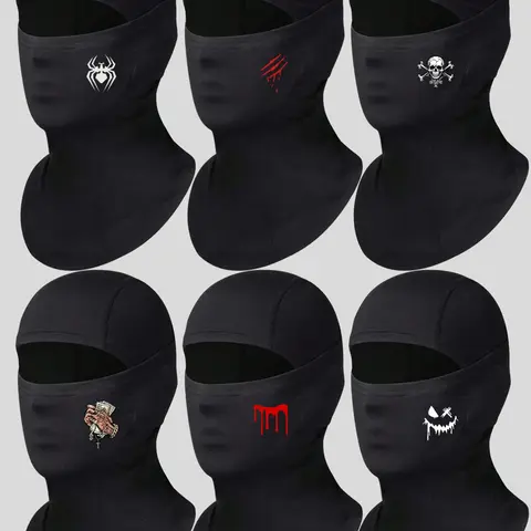 6Pcs Printed Ski Mask, Face Mask for Men and Women, Motorcycle Balaclava Masks – Skiing, Snowboarding, Motorcycle, UV Protection & Wind Protection Riding mask