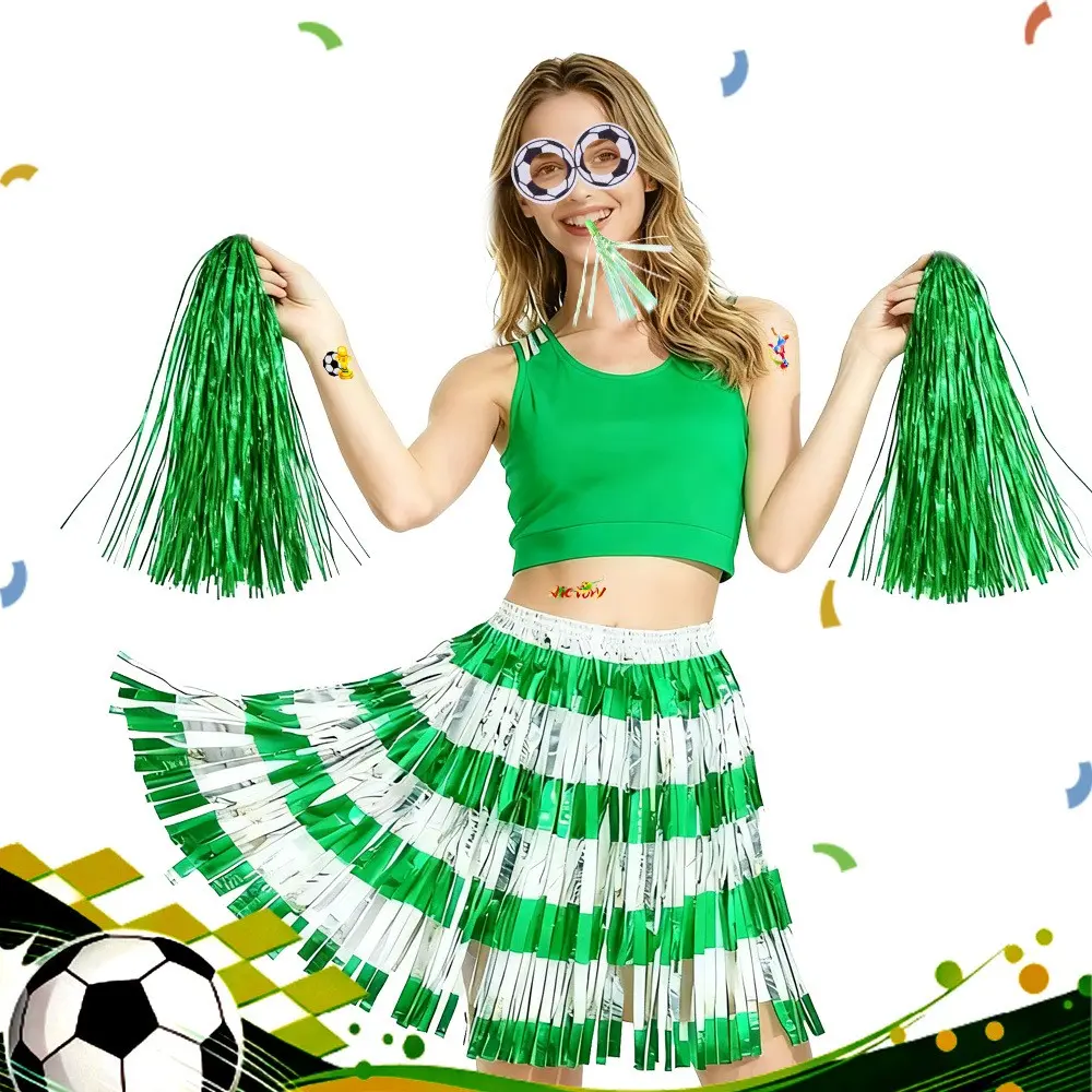 Football Fan Cheerleader Set, Handheld Baton Raincoat Skirt, Includes Eyes, Whistle, Baton, Skirt, Live Event Shouting Prop