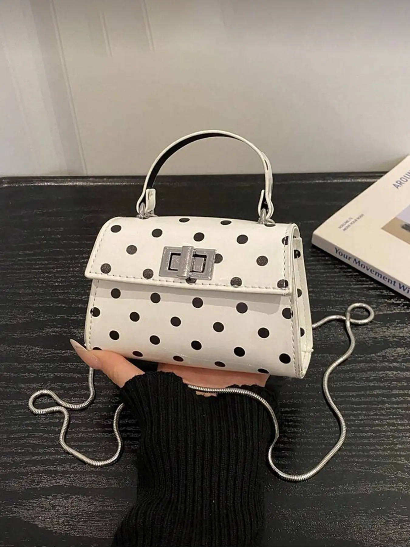 Mini Fashion Polka Dot Solid Color Flap PU Leather Handbag Crossbody Bag for Women