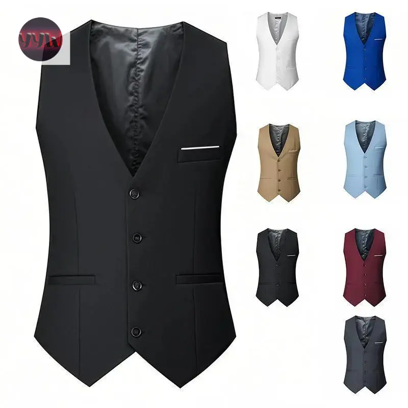 YYW1 -Border European and British Fashion Men's Casual Suit Vest Slim Fit Groomsman Professional Workwear Vest Menswear