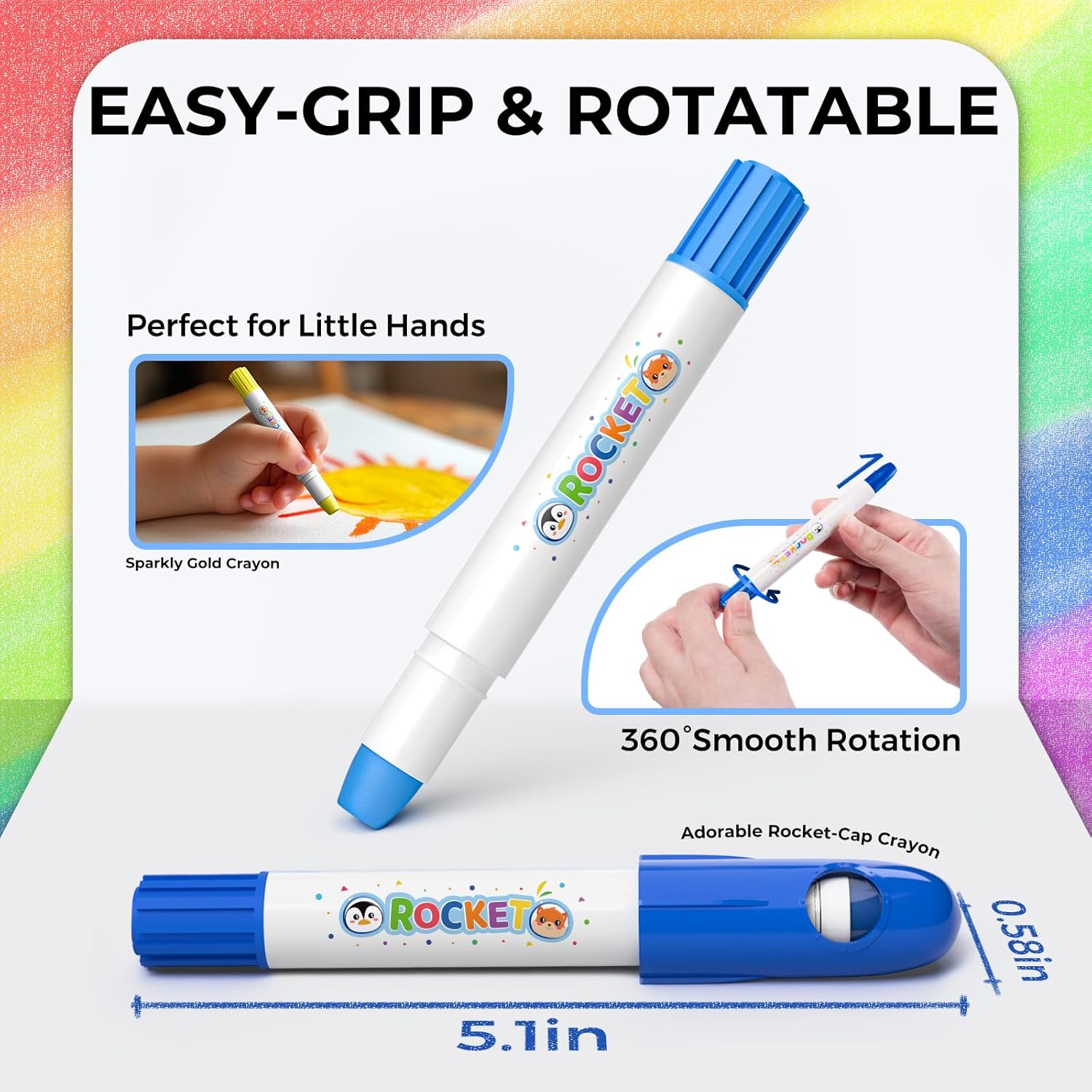 36/26/18 Color Rocket-shaped Gouache Paint Sticks, includes 120-page PDF coloring pages., Fast-drying, non-toxic, and washable, suitable for children and students, Ideal art supplies for painting on paper and canvas during the Christmas season