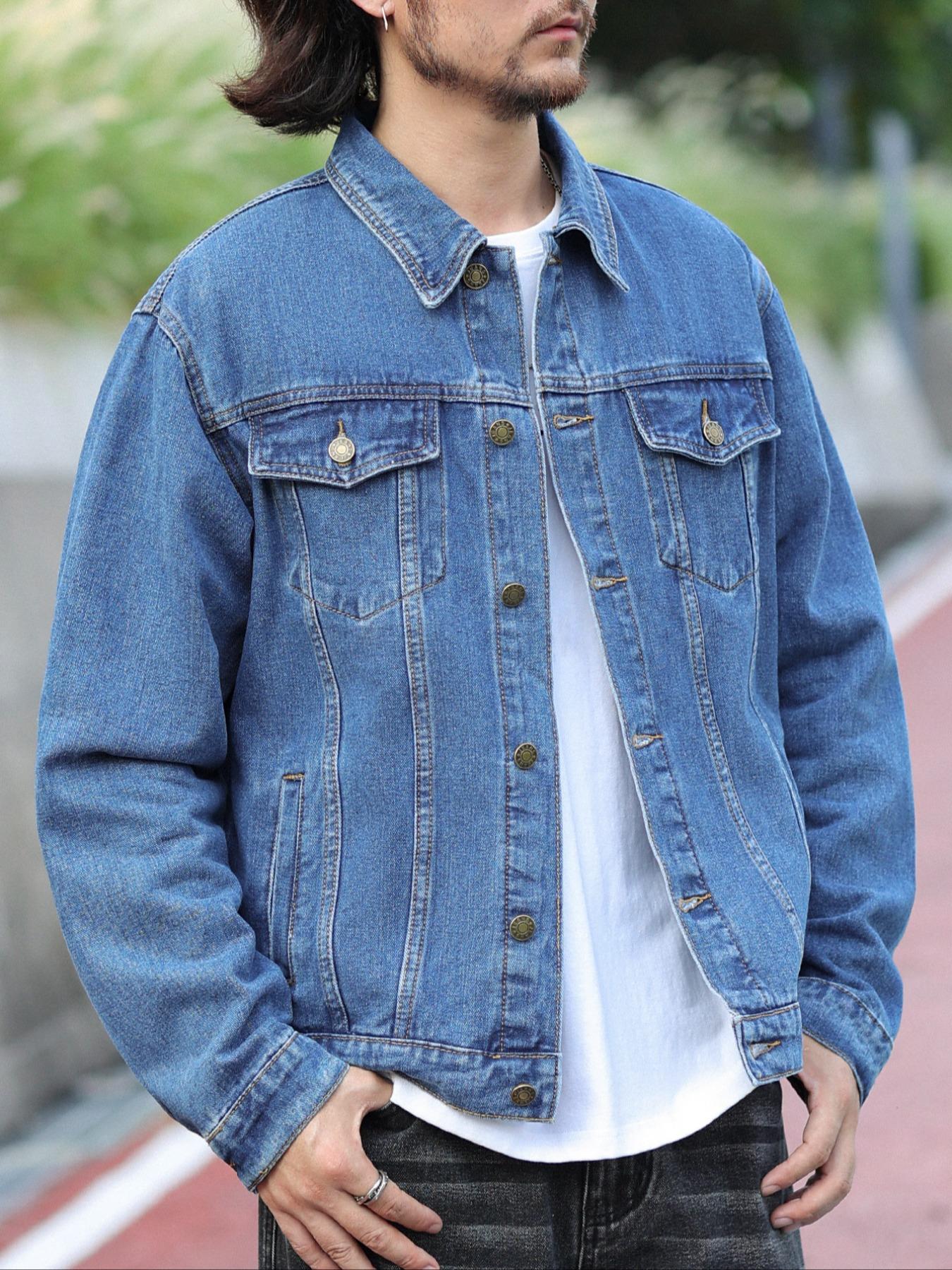 Men's Denim Jacket Coat, Casual Fashion Outerwear, Stylish Design for Daily Wear & Outdoor Activities, Perfect Fit for Spring & Fall Seasons