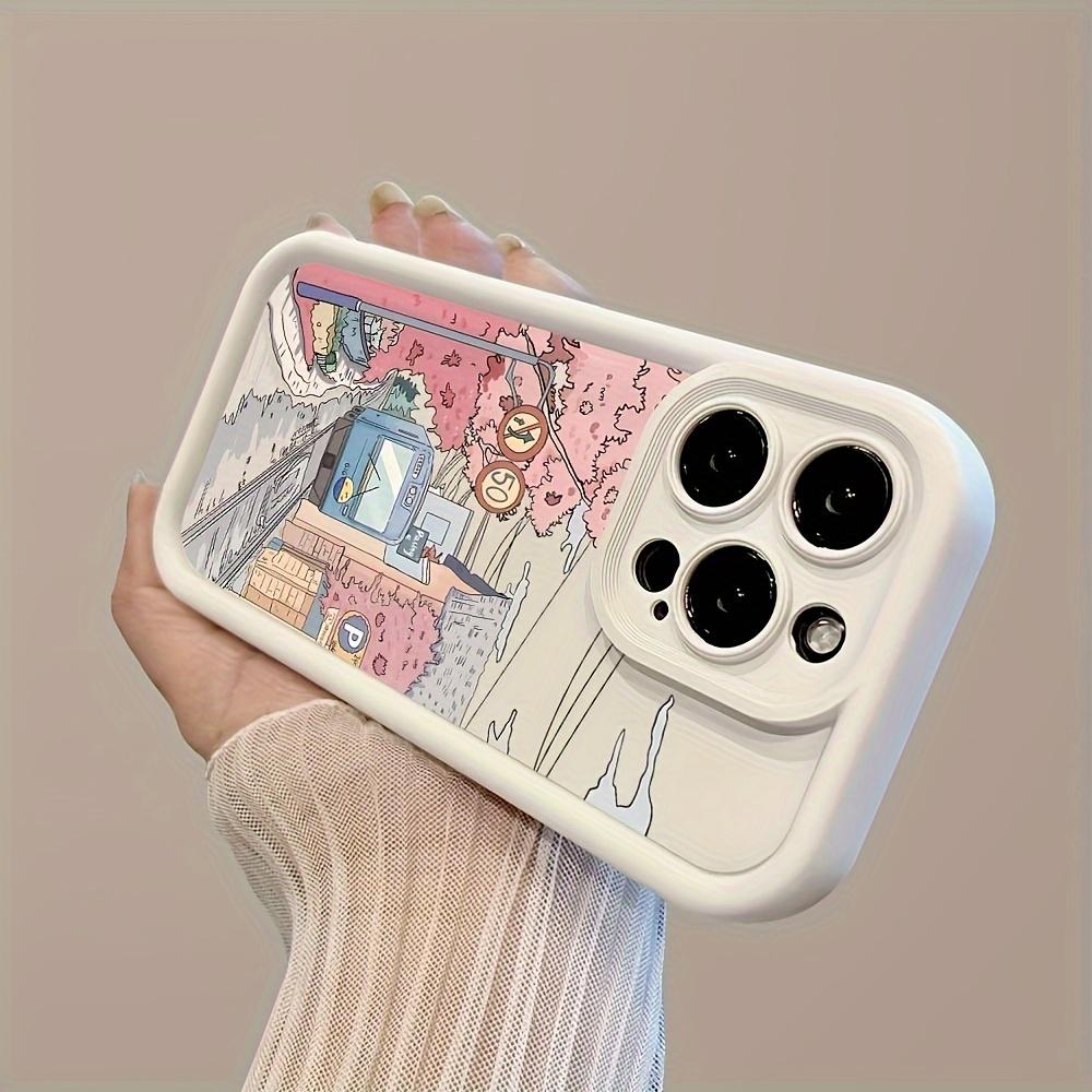 Phone Case - White Bamboo Pink Cherry Blossom Track Pattern for iPhone 17 E Air Pro ProMax iPhone16 15 14 Plus 13 12 Mini 11 X XS XR