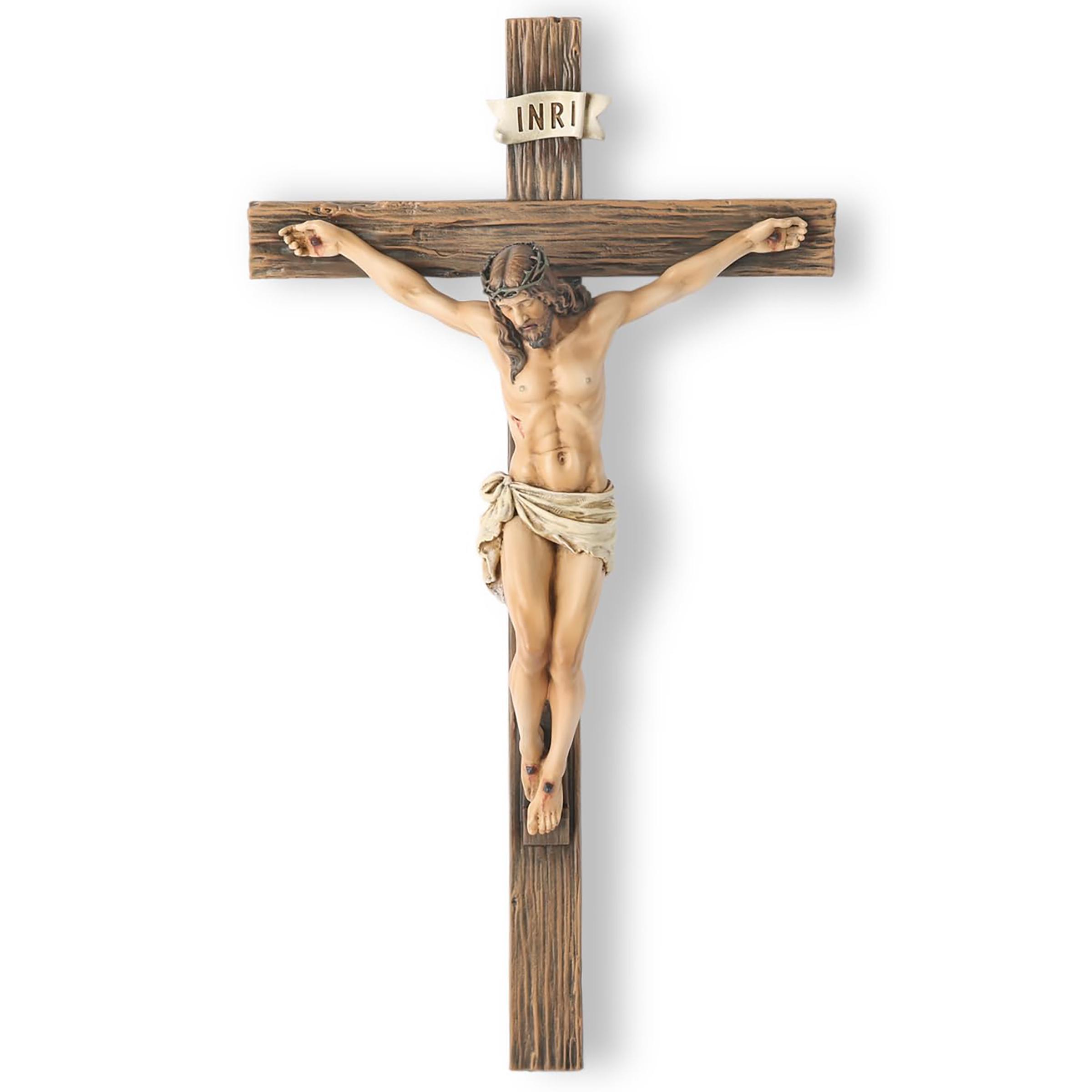 Catholic Crucifix Wall Cross, Jesus Christ Inspirational Home Décor, Stylish Religious Decor, Religious Devout Gift, 9.65"H, Renaissance Sculpture Handmade