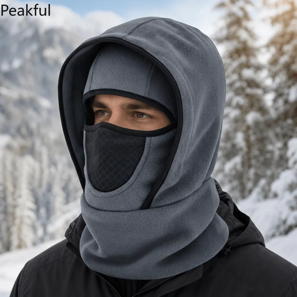 Winter Thermal Balaclava Hood Hat For Women Men Fleece Lined Thickened Face Mask Scarf All In One Pullover Cap For Skiing Outdoor Sports
