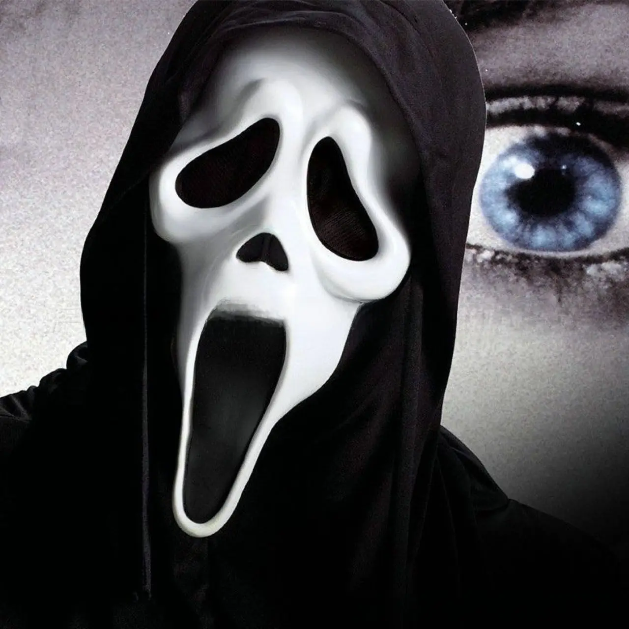 Scary Ghost Face Latex Mask with Cloth Strips Halloween Cosplay Prop