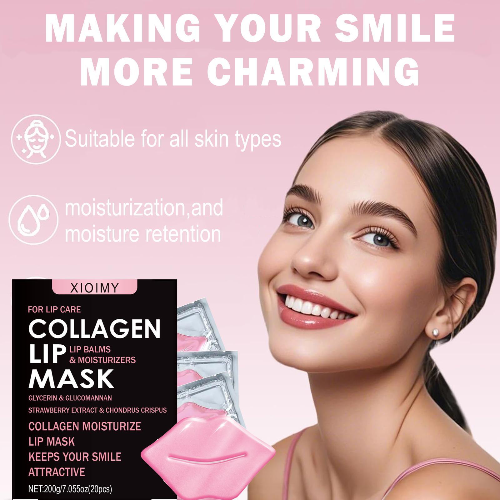 20 Pieces Collagen Lip Mask Lip Balm for Deep Nourishment, Moisturizing Overnight Treatment, Brightens and Softens All Skin Types