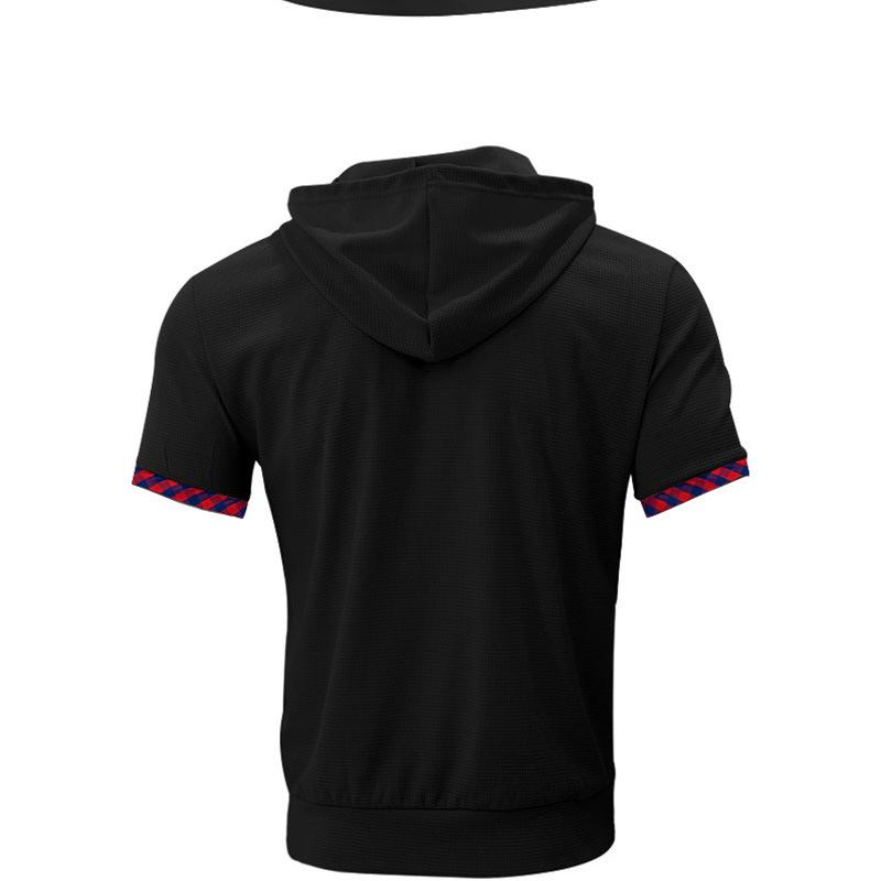 Short-sleeved Men's T-shirt, Sports and Leisure Fashion Solid Color Hooded Polo Shirt for Men