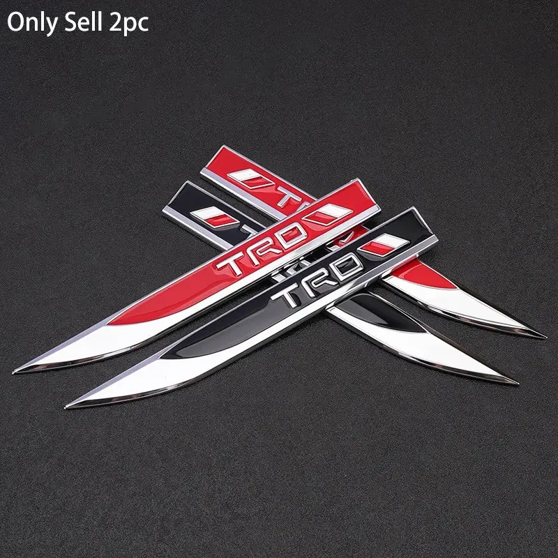 3D Metal TRD Logo Car Side Fender Sticker Emblem Badge Decals Car Styling DIY Decoration Accessories For TRD Toyota Corolla Fortuner Sequoia Auris Avensis YARIS Vios Celica 86 Rav4 4Runner C-HR