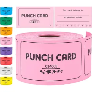 250 Punch Cards,  (1 of 8 Colors), Incentive & Loyalty  Cards for Business, Gym, Salon &