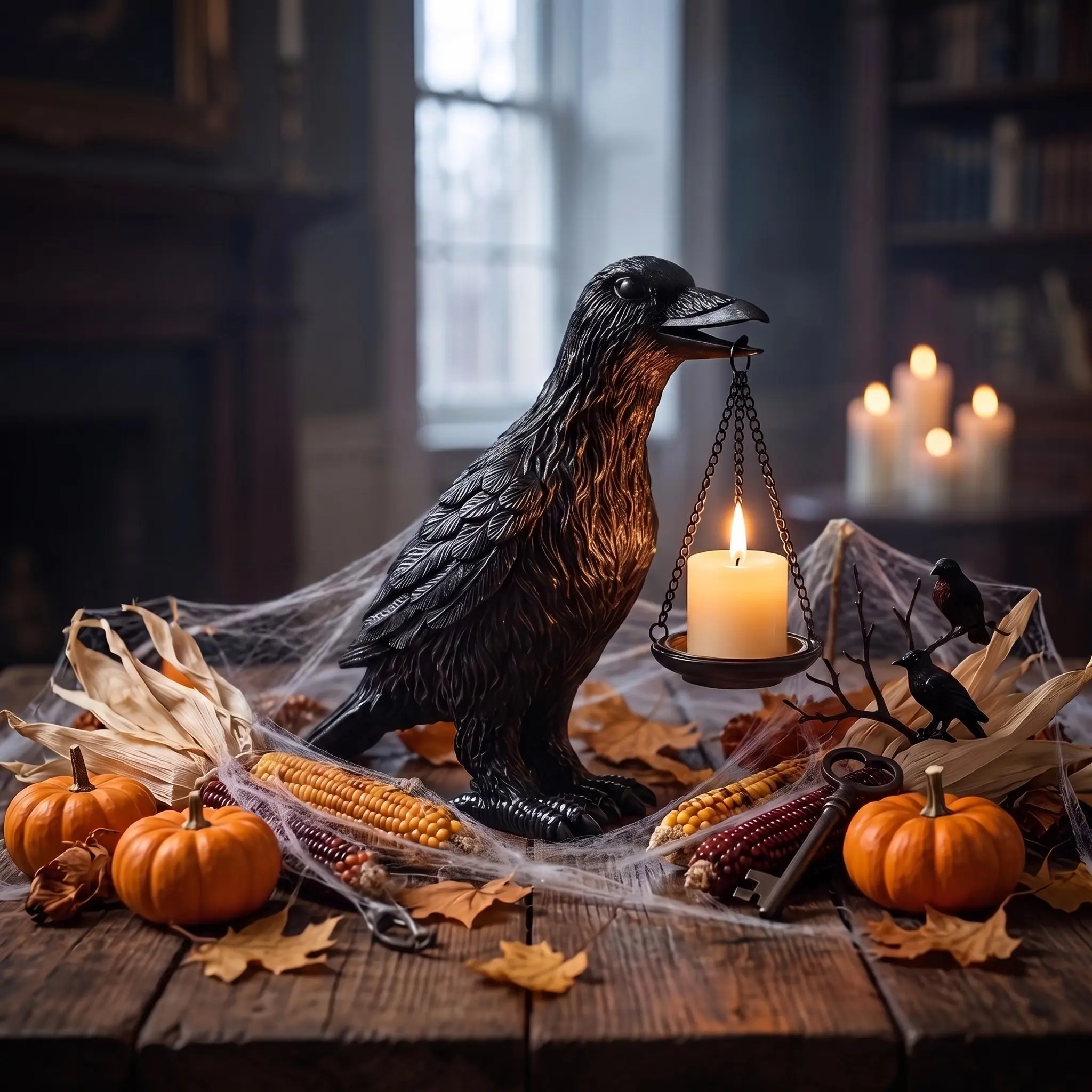 Gothic Resin Crow Incense Burner, Spooky Tabletop Statue, Retro Style, Unique Holiday Decor, Gift for Dark Decor Enthusiasts