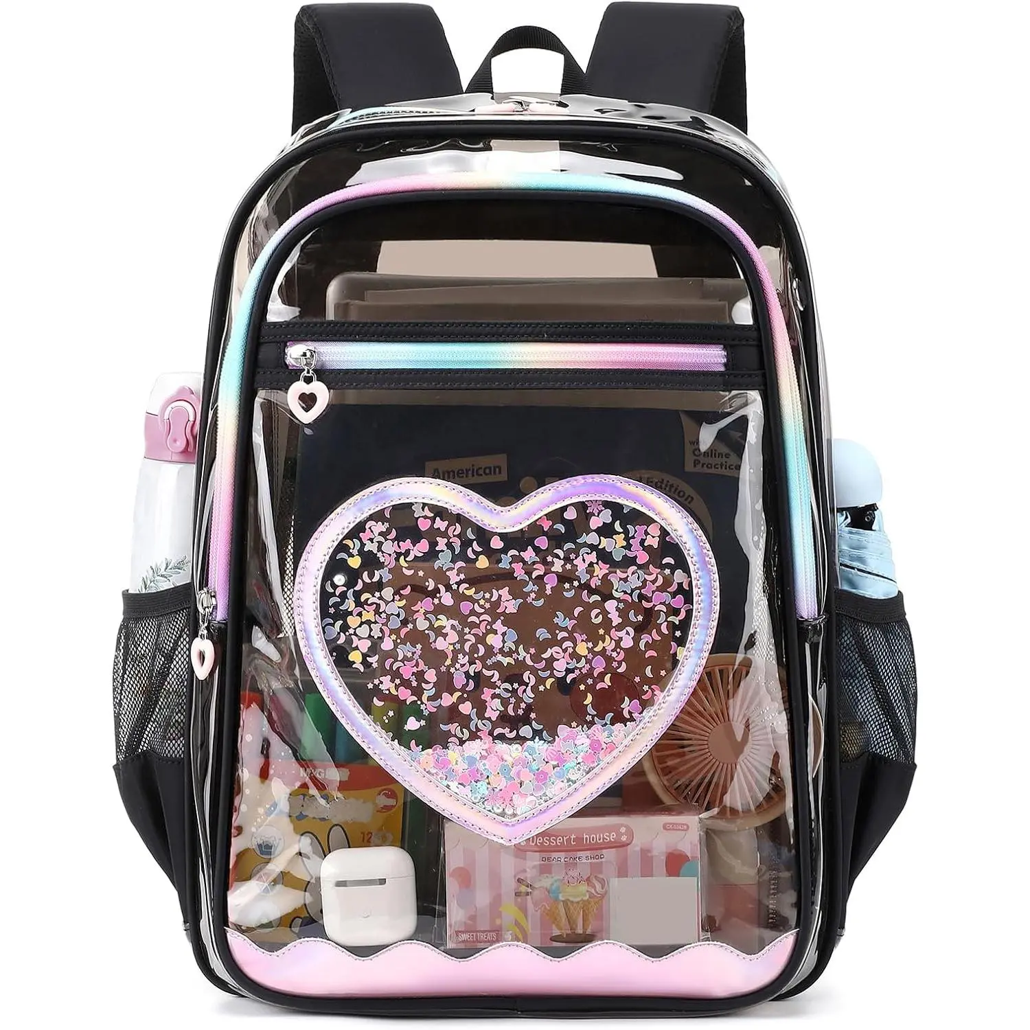 Clear Backpack, Heavy Duty Thick TPU Clear Bookbag, Transparent Bookbag Stadium Events, See Through Large  Backpack for School  Girls Women Travel  College Concert