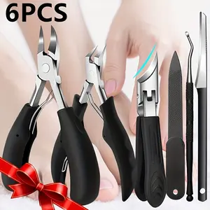 6 Piece Professional Ingrown Nail Care Kit, Dual Claw Toe Separator, Thick Nail Clipper, File, Pusher, Dead Skin Remover, Home Foot Care Tools