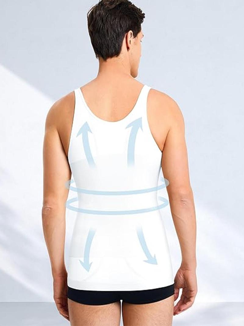 Men's Solid Color Compression Vest, Casual Comfortable Breathable Tummy Control Shaper Tank Top, Men's Shapewear Top for Daily Wear, Shaping Top